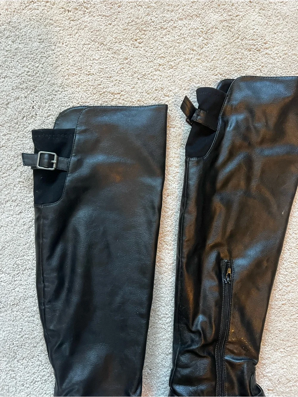 BAMBOO Black Over-the-Knee Buckle Boots